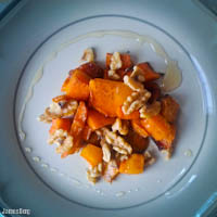 Roasted butternut squash, toasted walnuts, honey-flavored simple syrup